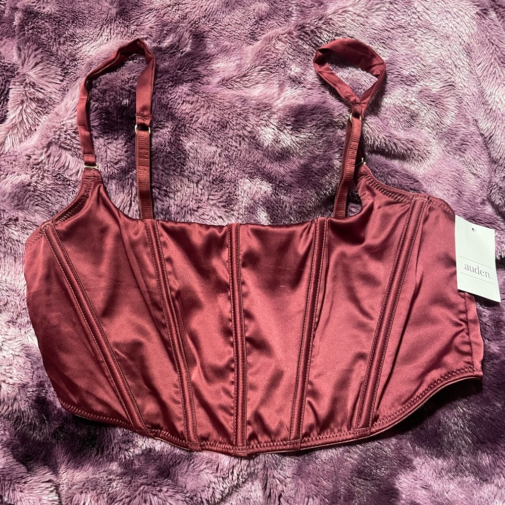 *NWT* Auden Burgundy Satin Corset-sz Med